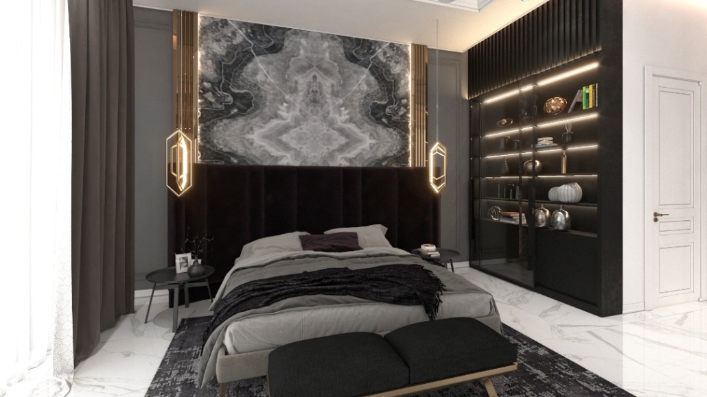 interior design of neoclassicism in master room
