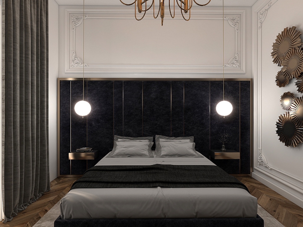 interior design of neoclassicism in master room