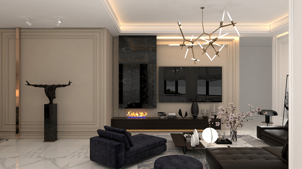 interior design and 3d of neoclassic home