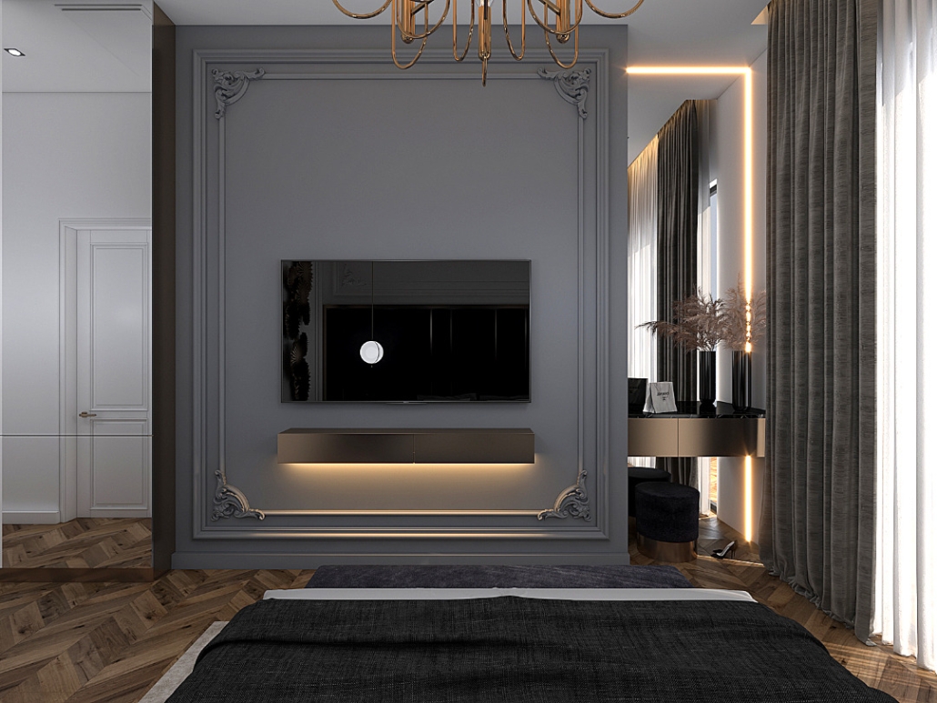 room design of neoclassicism in intereror home
