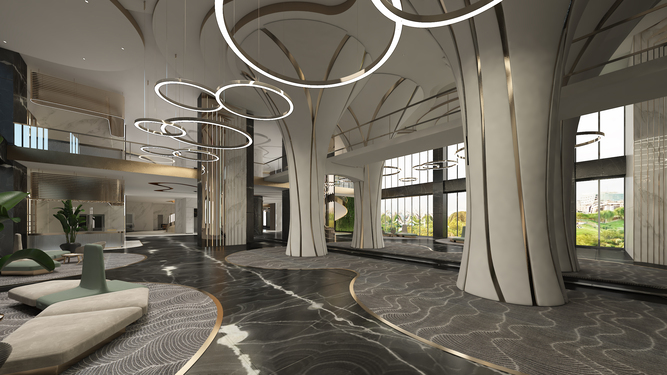 design nad light decor of lobby hotel